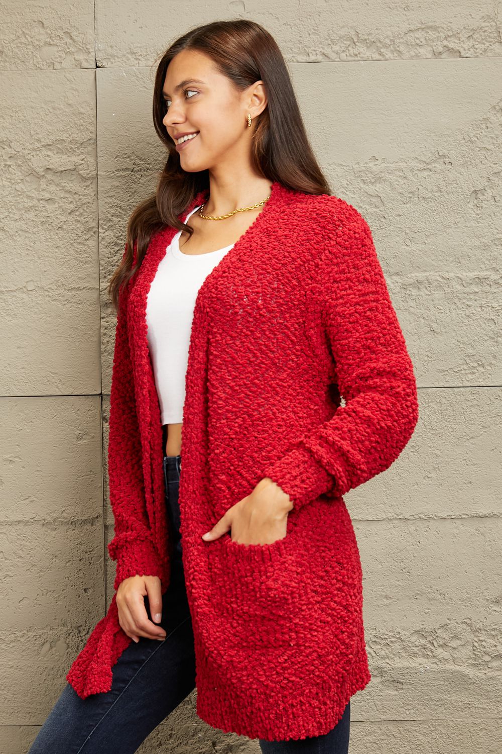 ZENANA Plus Slouchy Pocket Open Cardigan