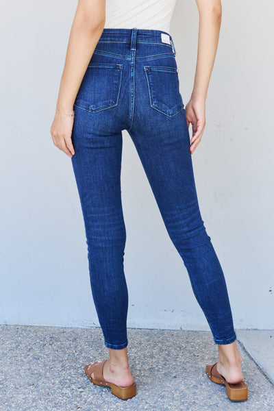 Judy Blue Marie Mid Rise Crinkle Ankle Skinny Jeans