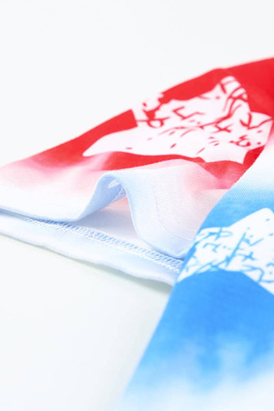 Tie Dye Patriotic Red White Blue Stars Flag Mini Dress