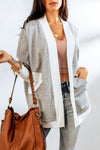 Contrast Open Front Cardigan with Pockets