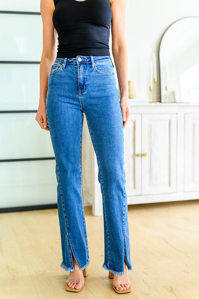 Risen - Caitlin High Rise Split Hem Straight Jeans
