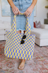 Checkerboard Lazy Wind Tote in Lilac & Yellow