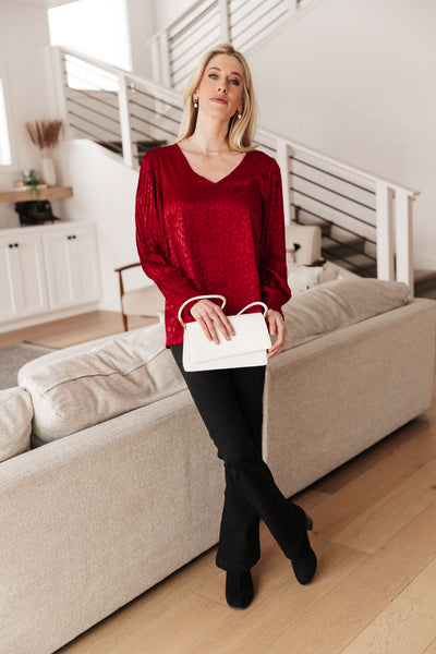 Cityscape Blouse In Burgundy