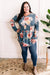 Long Sleeve Babydoll Top In Blue Florals