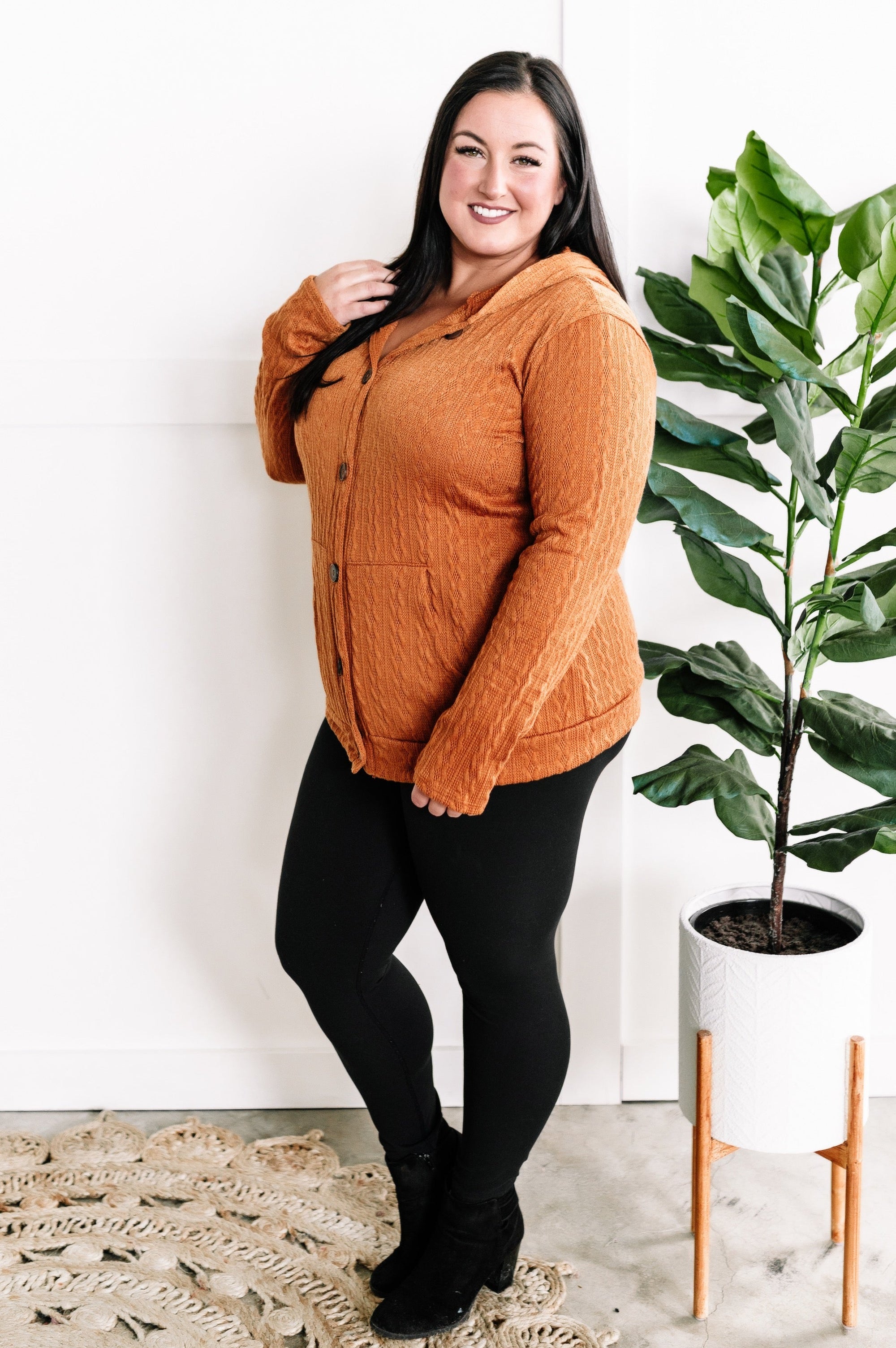 Burnt orange plus size sale cardigan