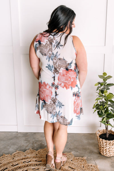 Criss Cross Front Dress With Pockets In Romantic Florals