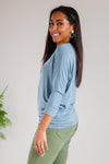 Daytime Boat Neck Top in Blue Gray