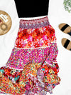 Patchwork Tiered Skirt In Bohemian Multicolors