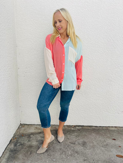 Capture The Day Two Toned Button Up