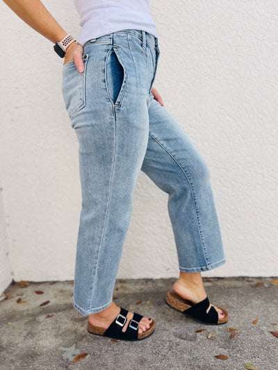 Judy Blue - Mandy High Rise Vintage Wide Leg Crop Jeans
