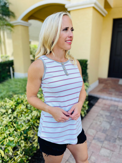 Striped Buttoned Tank