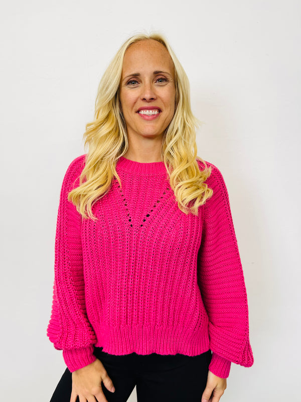 Claim The Stage Knit Sweater In Hot Pink (Online Exclusive) – Uptown  Boutique Ramona