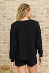 Long Sleeve Oversized Soft Top & Shorts Set In Black