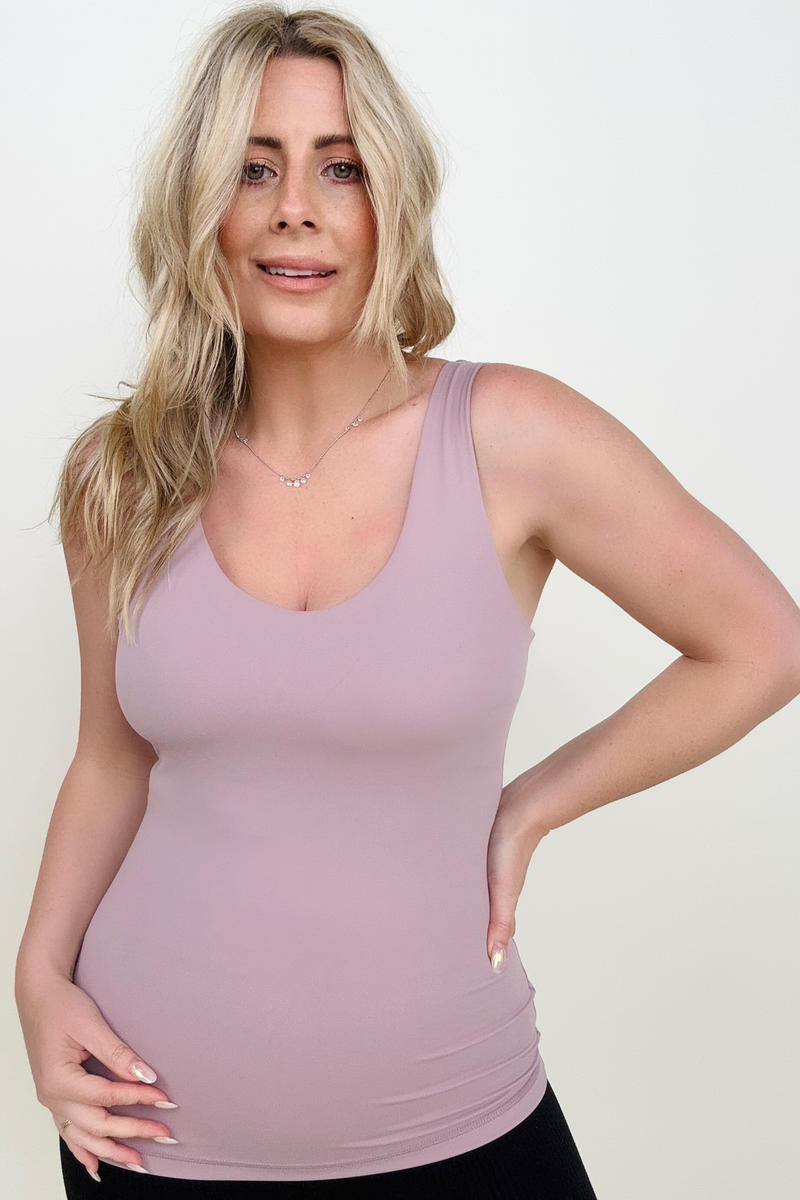 FawnFit Scoop Neck Ribbed Tank Bodysuit with Built In Bra *Final Sale*