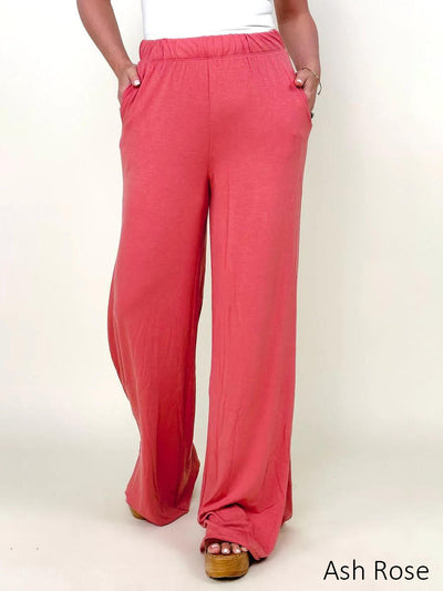 ZENANA Womens Plus Size Loose Stretch Yoga Palazzo Trousers Wide Leg Long  Pants