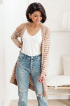 Swift Stripes Pocket Cardigan In Taupe