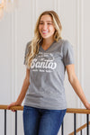 To The Window Graphic V Neck Tee In Gray