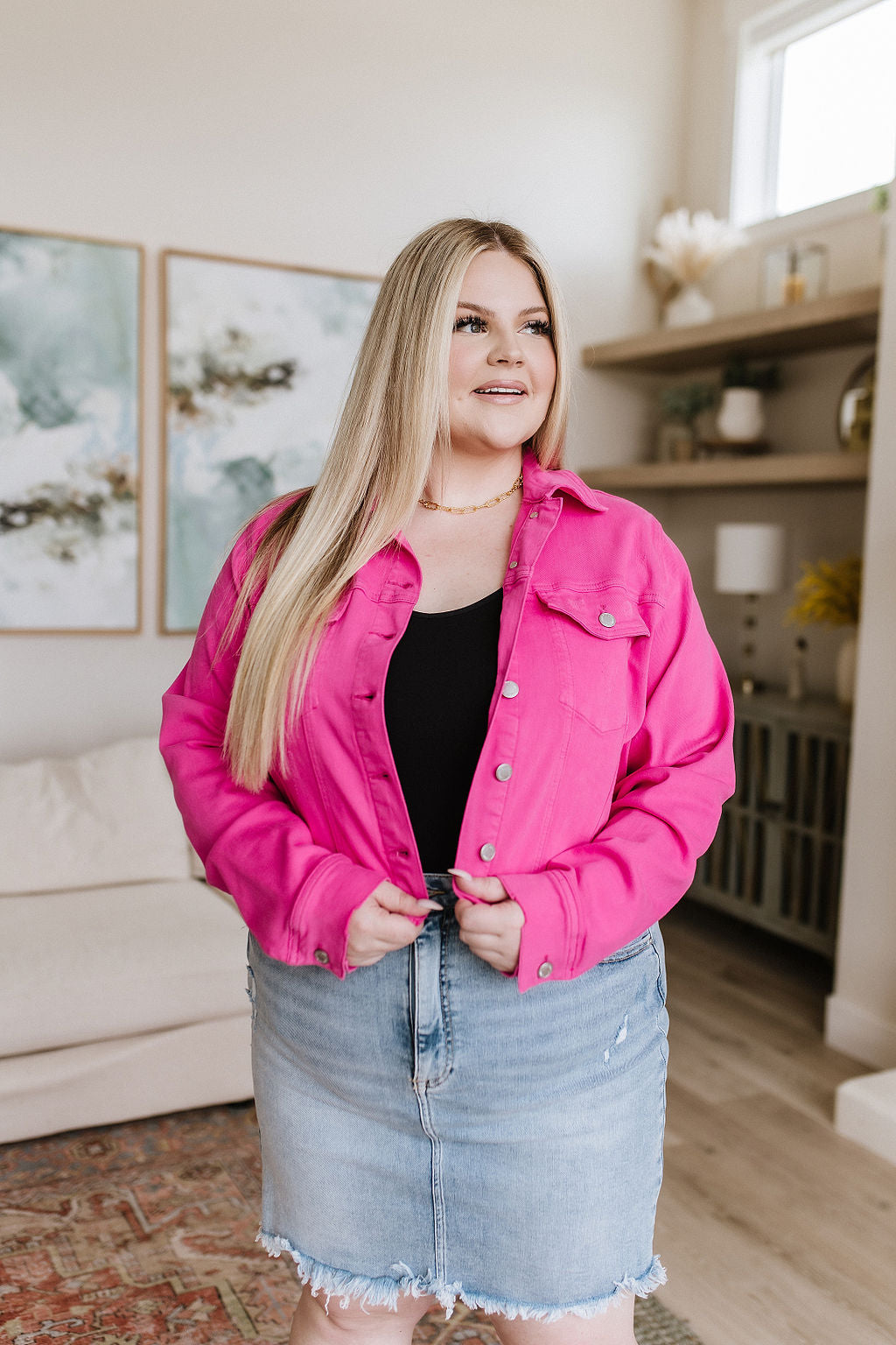 Judy Blue - With a Whisper Denim Jacket in Hot Pink