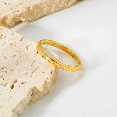 Texture 18K Gold Plated Ring (With Box)