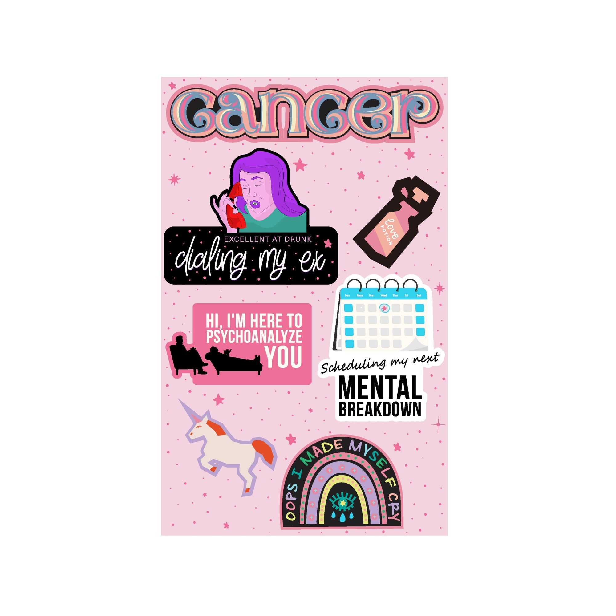Cancer Astrological Sticker Sheet