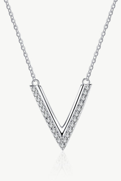 Sterling Silver V Letter Pendant Necklace - Bella Jade