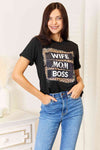 Simply Love WIFE MOM BOSS Leopard Graphic T-Shirt