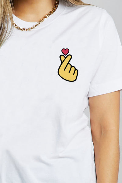 Finger Heart Emoji Graphic Cotton T-Shirt