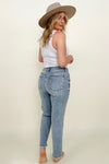 Sample Judy Blue Mid-Rise Side Slit Detail Crop Straight Jeans