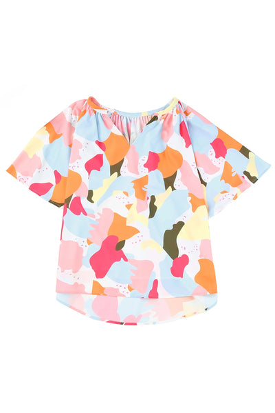 Art Tiles Half Sleeve Blouse