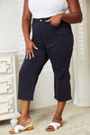 Judy Blue High Waist Tummy Control Wide Cropped Jeans in Navy
