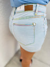 Judy Blue - Marley Mid Rise Rainbow Thread Shorts