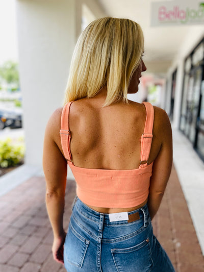 Tell Me More Crop Tank In Coral