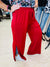 Sweetest Style Crimson Pull on Pants with Side Slit