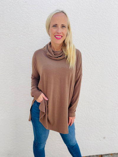 Comfort First Cowl Neck Hi-Low Long Sleeve