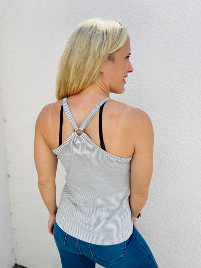 Striped Henley Tank Top