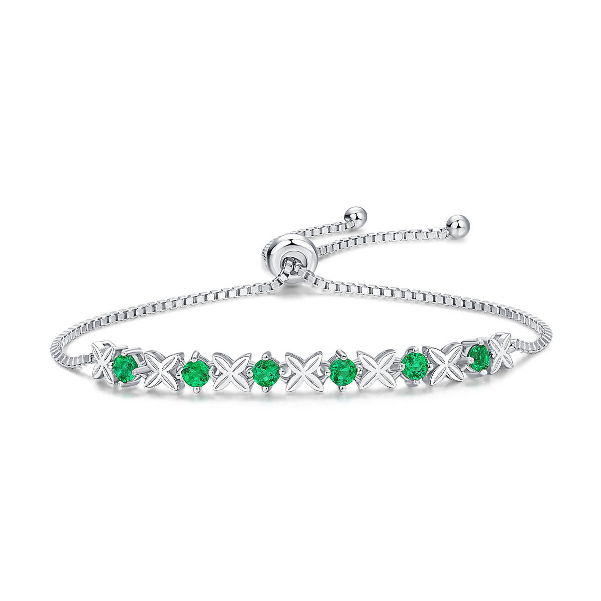Emerald 925 Sterling Silver Bracelet With Clasp