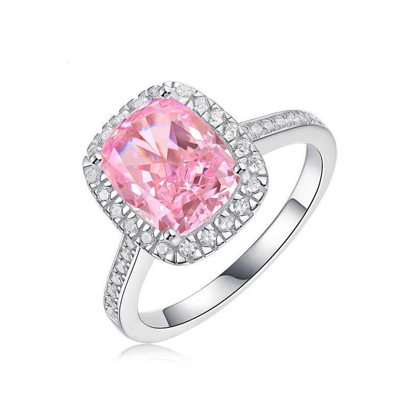 Pink Moissanite Rectangle Ring